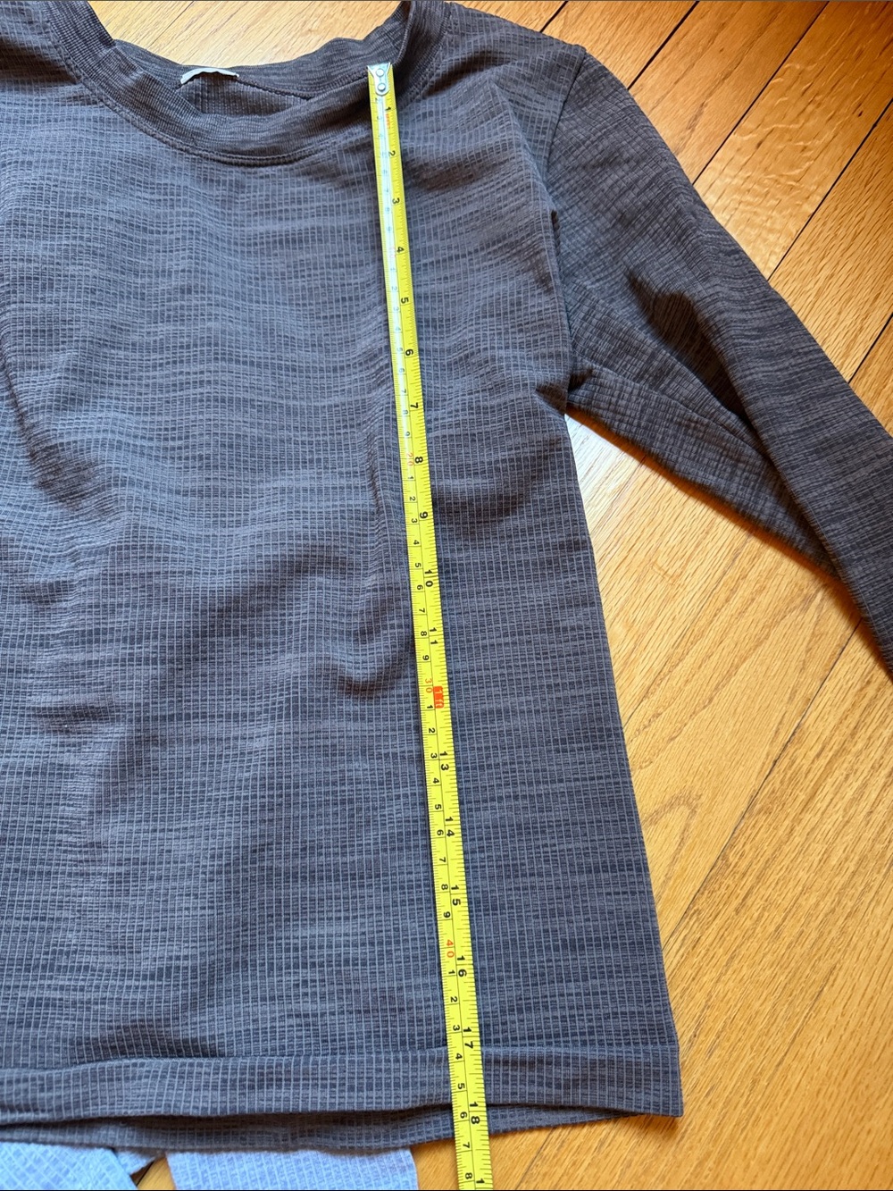 Athleta Long-Sleeve Slightly Cropped Crew in Black, Light Gray, Brown - Picture 2 of 3